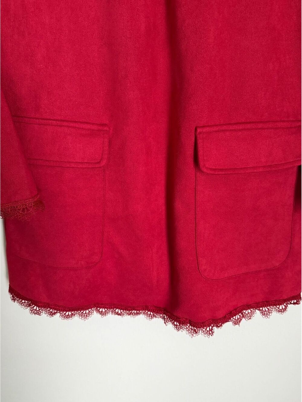Dress Red Mini Indie BOHO Size Large Coquette Cottage Peasant Red Tomato Rare - Picture 6 of 9
